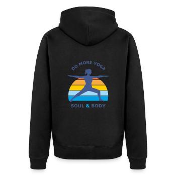 Seele und Körper. Machen Sie mehr Yoga - Unisex Premium Bio Zip Hoodie - Schwarz - Hinten - Nico (187cm)