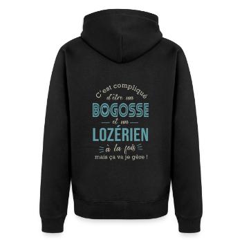 Lozére bogosse Lozérien cadeau pour Lozériens - Veste à capuche bio Premium Unisexe - noir - Dos - Nico (187cm)