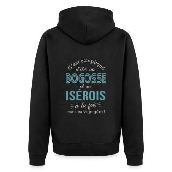 Isére bogosse Isérois cadeau pour Isérois - Veste à capuche bio Premium Unisexe - noir - Dos - Nico (187cm)