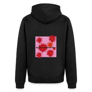 Frauentag - Unisex Premium Bio Zip Hoodie - Schwarz - Hinten - Nico (187cm)