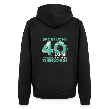 Sportliche 40 Jahre 40 Geburtstag Geschenk - Unisex Premium Bio Zip Hoodie - Schwarz - Hinten - Nico (187cm)