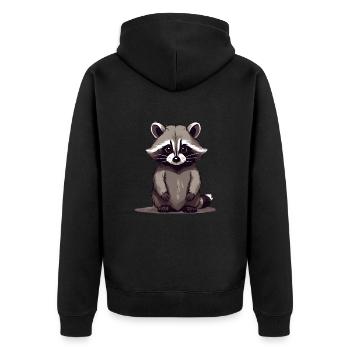 Waschbär sitzend - Unisex Premium Bio Zip Hoodie - Schwarz - Hinten - Nico (187cm)