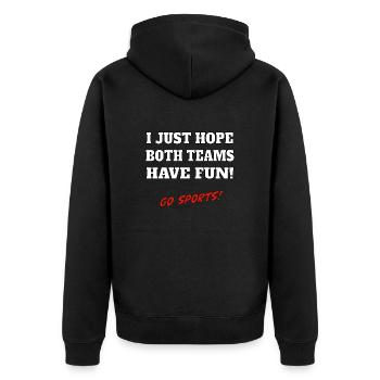 J’espère juste que les deux équipes s’amuseront GO SPORTS - Veste à capuche bio Premium Unisexe - noir - Dos - Nico (187cm)