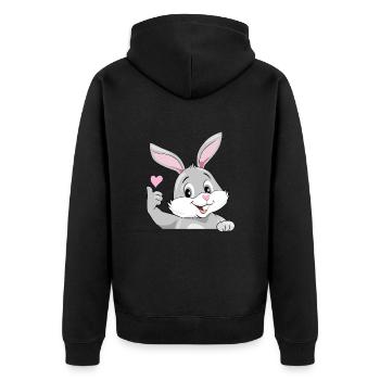 Lapin souriant - Veste à capuche bio Premium Unisexe - noir - Dos - Nico (187cm)