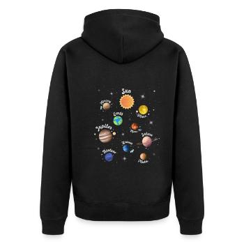 Sonnensystem Planeten Weltraum Kinder Wissen - Unisex Premium Bio Zip Hoodie - Schwarz - Hinten - Nico (187cm)
