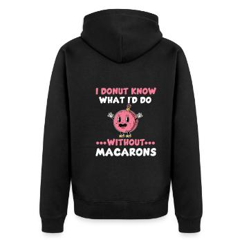 Drôle de macaron et jeu de mots beignet - Veste à capuche bio Premium Unisexe - noir - Dos - Nico (187cm)
