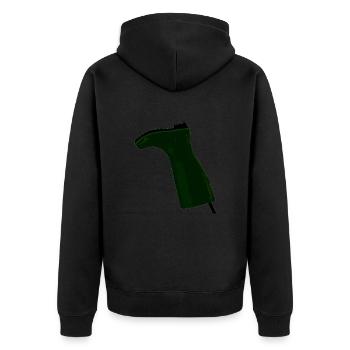 Gummistiefel als stiller Protest - Unisex Premium Bio Zip Hoodie - Schwarz - Hinten - Nico (187cm)