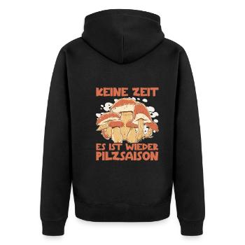 Pilzsucher Pilzjäger Mykologen Pilze Pilzsammler - Unisex Premium Bio Zip Hoodie - Schwarz - Hinten - Nico (187cm)