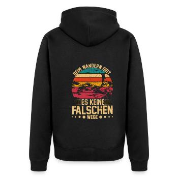 Wanderausflug Wanderer Wanderrucksack Bergsteiger - Unisex Premium Bio Zip Hoodie - Schwarz - Hinten - Nico (187cm)
