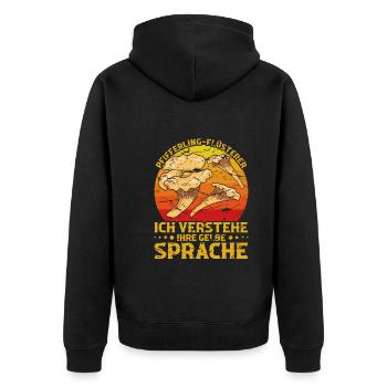 Pilzsucher Pfifferlinge sammeln Pfifferlingsammler - Unisex Premium Bio Zip Hoodie - Schwarz - Hinten - Nico (187cm)