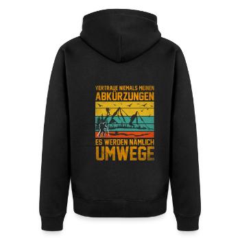 Wanderer Humor Wanderer Wandern Wanderausflug - Unisex Premium Bio Zip Hoodie - Schwarz - Hinten - Nico (187cm)