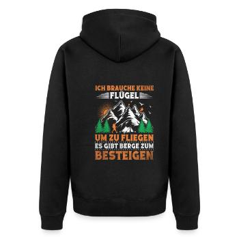 Bergen Wanderer Wanderausflug Wandern - Unisex Premium Bio Zip Hoodie - Schwarz - Hinten - Nico (187cm)
