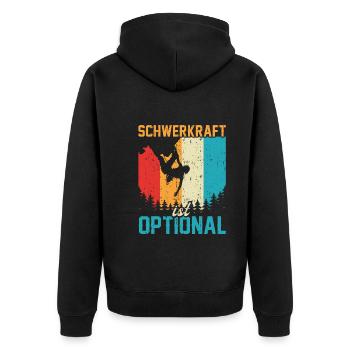 Bouldern Kletterhallen Klettern Humor Boulderer - Unisex Premium Bio Zip Hoodie - Schwarz - Hinten - Nico (187cm)