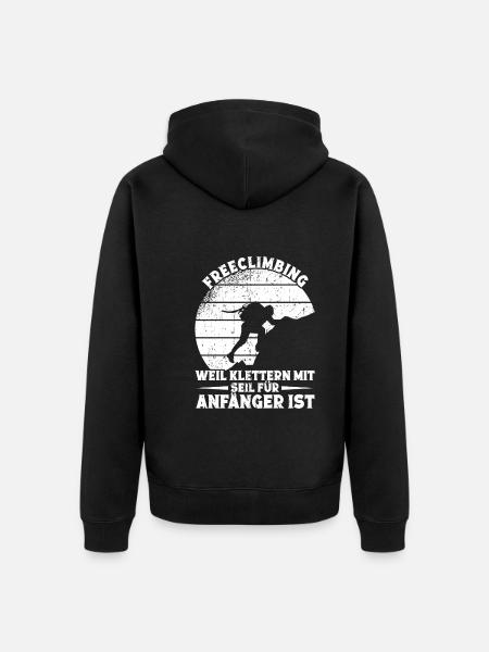 Klettern Freeclimbing Kletterer Freeclimber - Unisex Premium Bio Zip Hoodie - Schwarz