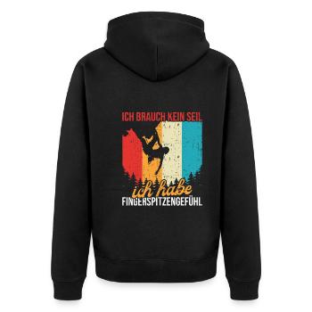 Freeclimbing Kletterer Bouldern Klettern - Unisex Premium Bio Zip Hoodie - Schwarz - Hinten - Nico (187cm)