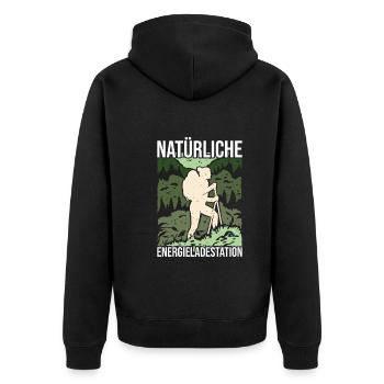 Waldliebhaber Outdoor Naturliebhaber - Unisex Premium Bio Zip Hoodie - Schwarz - Hinten - Nico (187cm)