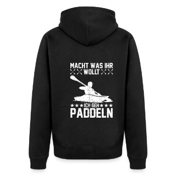 Kajakfahren See Fluss Kajakfahrer Paddeln Paddler - Unisex Premium Bio Zip Hoodie - Schwarz - Hinten - Nico (187cm)