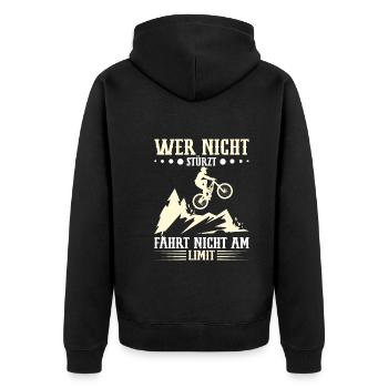 Bike Fahrradfahrer MTB Mountainbike Radfahrer - Unisex Premium Bio Zip Hoodie - Schwarz - Hinten - Nico (187cm)