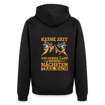 Fahrradfahren Trail Downhill Mountainbiker Bike - Unisex Premium Bio Zip Hoodie - Schwarz - Hinten - Nico (187cm)