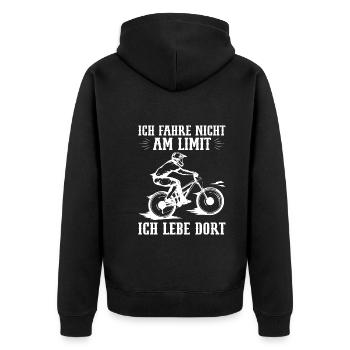 Mountainbiker am Limit Radfahrer Fahrradfahrer - Unisex Premium Bio Zip Hoodie - Schwarz - Hinten - Nico (187cm)