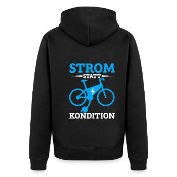 Elektrofahrrad E-Bike Fahrradträger Fahrrad - Unisex Premium Bio Zip Hoodie - Schwarz - Hinten - Nico (187cm)