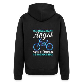 Elektrofahrrad E-Bike Fahrrad Fahrradfahrer - Unisex Premium Bio Zip Hoodie - Schwarz - Hinten - Nico (187cm)