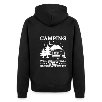 Campingurlaub Zelten Camping Campingliebhaber - Unisex Premium Bio Zip Hoodie - Schwarz - Hinten - Nico (187cm)