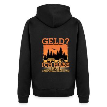 Camping Wohnwagenbesitzer Campingliebhaber - Unisex Premium Bio Zip Hoodie - Schwarz - Hinten - Nico (187cm)