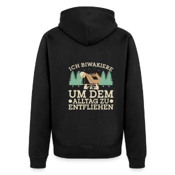 Zelten Campingliebhaber Camping Biwakieren - Unisex Premium Bio Zip Hoodie - Schwarz - Hinten - Nico (187cm)