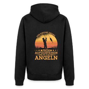Angler Angelköder Angelhaken Fischen Angeln - Unisex Premium Bio Zip Hoodie - Schwarz - Hinten - Nico (187cm)