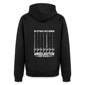 Angelrute Fischen Angler Angel - Unisex Premium Bio Zip Hoodie - Schwarz - Hinten - Nico (187cm)