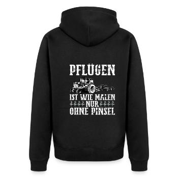 Traktorfahrer Landwirt Hühnerbauer Trecker - Unisex Premium Bio Zip Hoodie - Schwarz - Hinten - Nico (187cm)