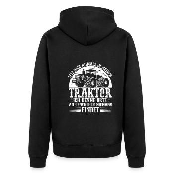 Landmaschine Traktorfahrer Landwirt - Unisex Premium Bio Zip Hoodie - Schwarz - Hinten - Nico (187cm)