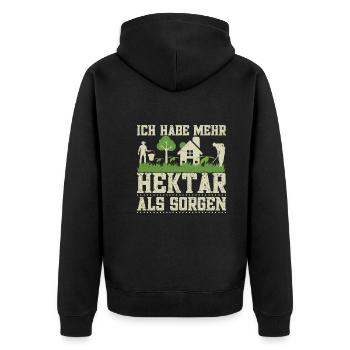 Landwirt Hektar Traktorfahrer Kuhbauer Acker - Unisex Premium Bio Zip Hoodie - Schwarz - Hinten - Nico (187cm)