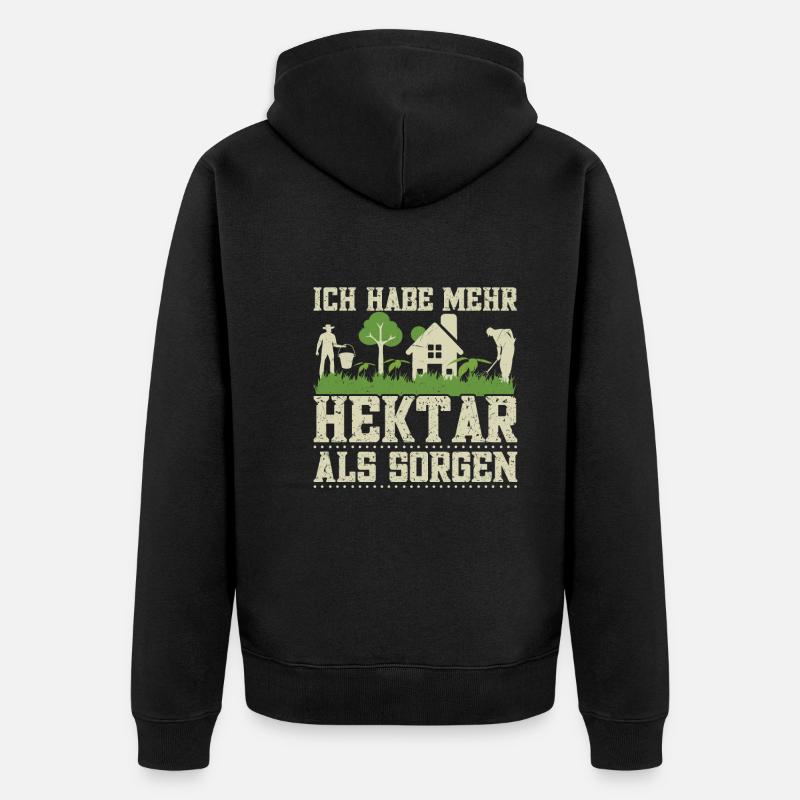 Landwirt Hektar Traktorfahrer Kuhbauer Acker - Unisex Premium Bio Zip Hoodie - Schwarz