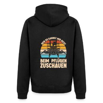 Landwirte Pflügen Hühnerbauer Kuhbauer Hektar - Unisex Premium Bio Zip Hoodie - Schwarz - Hinten - Nico (187cm)