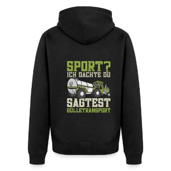 Gülletransport Gülle fahren Traktorfahrer Kuhbauer - Unisex Premium Bio Zip Hoodie - Schwarz - Hinten - Nico (187cm)
