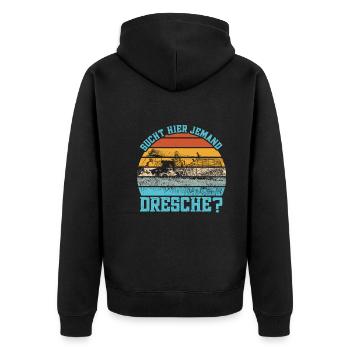 Mähdrescher Hühnerbauer Landmaschinen Landwirt - Unisex Premium Bio Zip Hoodie - Schwarz - Hinten - Nico (187cm)