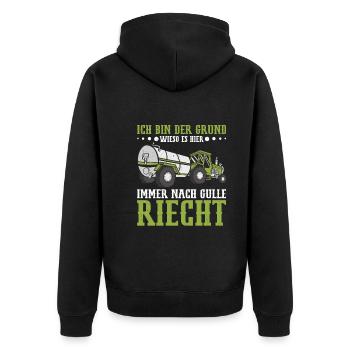 Landwirt Traktorfahrer Gülle fahren Landmaschinen - Unisex Premium Bio Zip Hoodie - Schwarz - Hinten - Nico (187cm)