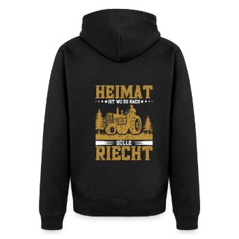 Bauer Gülle fahren Landmaschinen Traktorfahrer - Unisex Premium Bio Zip Hoodie - Schwarz - Hinten - Nico (187cm)