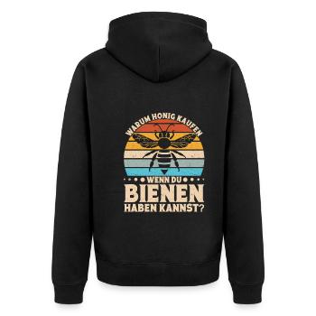 Honigbiene Imkereiinhaber Imker Bienenzüchter - Unisex Premium Bio Zip Hoodie - Schwarz - Hinten - Nico (187cm)