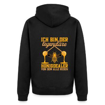 Bienenzüchter Bienenstock Imkereibedarf Imker - Unisex Premium Bio Zip Hoodie - Schwarz - Hinten - Nico (187cm)