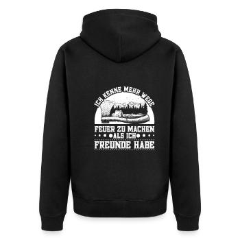 Outdoor Survival Bushcrafter Bushcrafting - Unisex Premium Bio Zip Hoodie - Schwarz - Hinten - Nico (187cm)