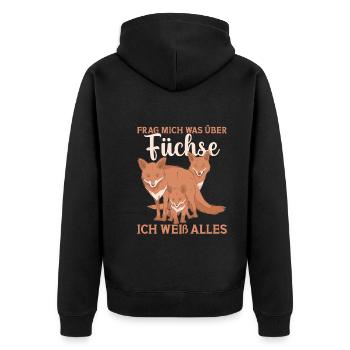 Fuchsliebhaber Füchse Fuchs Fan Fuchs Spruch - Unisex Premium Bio Zip Hoodie - Schwarz - Hinten - Nico (187cm)