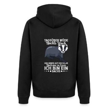 Honigdachs Dachsbesitzer Dachs Dachsliebhaber - Unisex Premium Bio Zip Hoodie - Schwarz - Hinten - Nico (187cm)