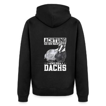 Dachsbesitzer Dachs Honigdachs Dachsliebhaber - Unisex Premium Bio Zip Hoodie - Schwarz - Hinten - Nico (187cm)