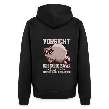 Waschbären Kostüm Nachtaktiv Waschbärliebhaber - Unisex Premium Bio Zip Hoodie - Schwarz - Hinten - Nico (187cm)