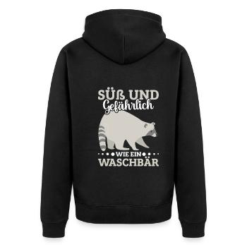 Waschbärliebhaber Waschbär Spruch Waschbären - Unisex Premium Bio Zip Hoodie - Schwarz - Hinten - Nico (187cm)