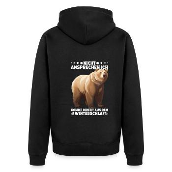 Bärenmotiv Bär Spruch Bärenliebhaber - Unisex Premium Bio Zip Hoodie - Schwarz - Hinten - Nico (187cm)
