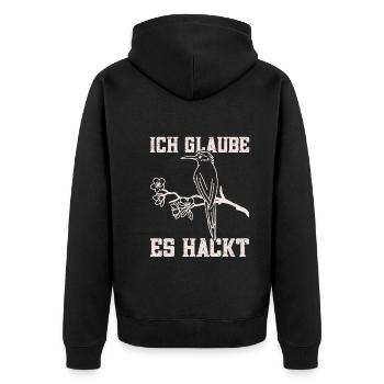 Buntspechtliebhaber Ornithologe Spechtfan - Unisex Premium Bio Zip Hoodie - Schwarz - Hinten - Nico (187cm)